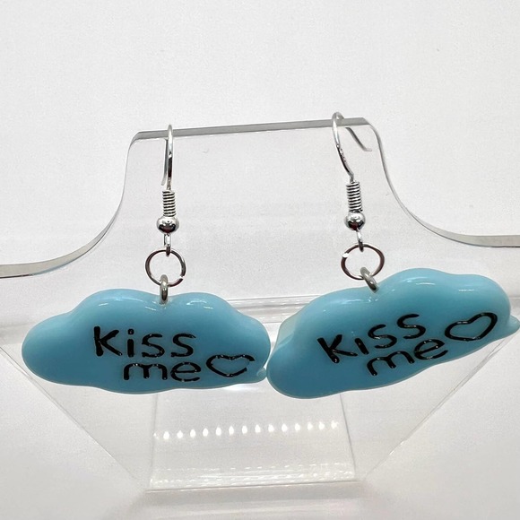 Kiss Me Earrings - Cloud Earrings - Valentines Day Earrings - Statement Earrings - Picture 7 of 10